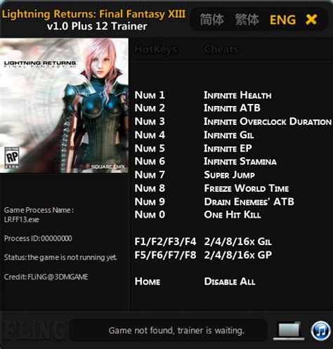 lightning returns final fantasy xiii trainer